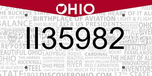 II35982 Ohio License Plate