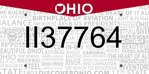 II37764 Ohio License Plate