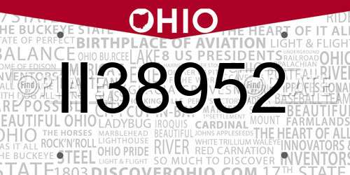 II38952 Ohio License Plate