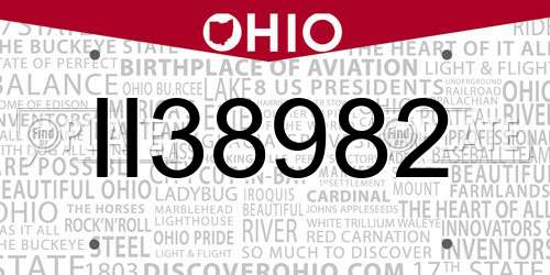 II38982 Ohio License Plate