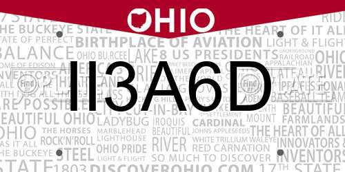 II3A6D Ohio License Plate
