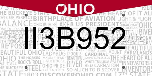II3B952 Ohio License Plate