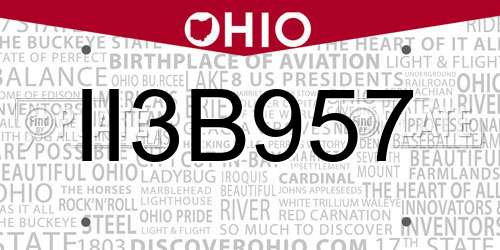 II3B957 Ohio License Plate