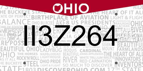 II3Z264 Ohio License Plate