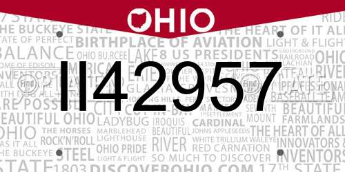 II42957 Ohio License Plate