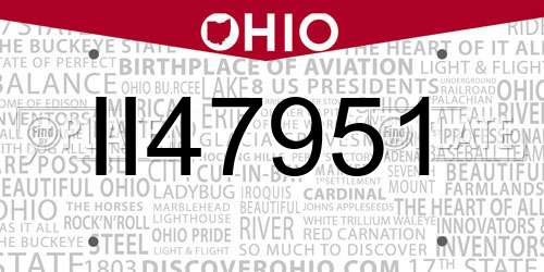 II47951 Ohio License Plate