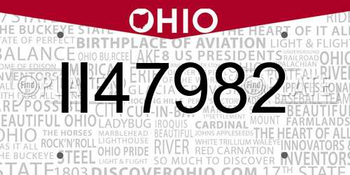 II47982 Ohio License Plate