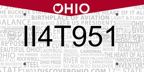 II4T951 Ohio License Plate