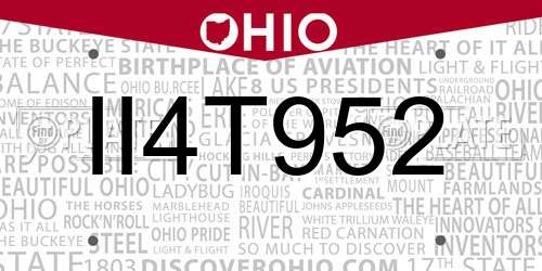 II4T952 Ohio License Plate