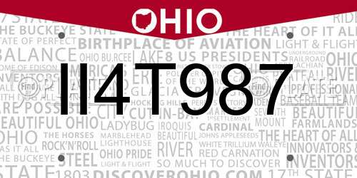 II4T987 Ohio License Plate