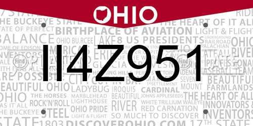 II4Z951 Ohio License Plate