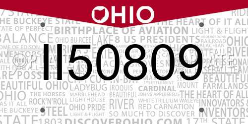 II50809 Ohio License Plate
