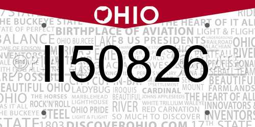 II50826 Ohio License Plate