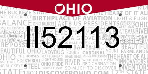 II52113 Ohio License Plate