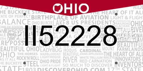 II52228 Ohio License Plate