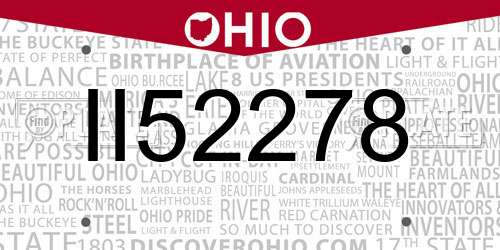 II52278 Ohio License Plate