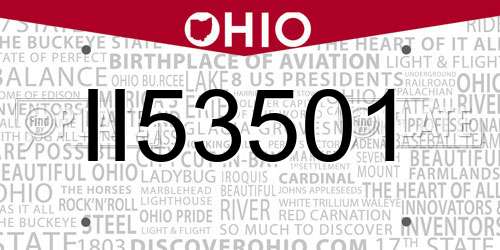 II53501 Ohio License Plate