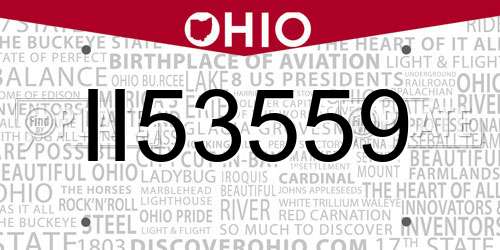 II53559 Ohio License Plate