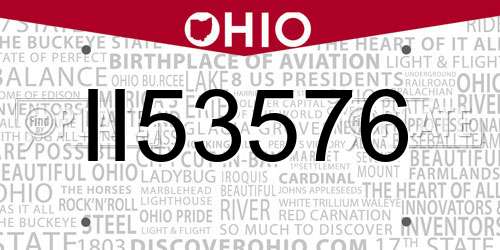 II53576 Ohio License Plate
