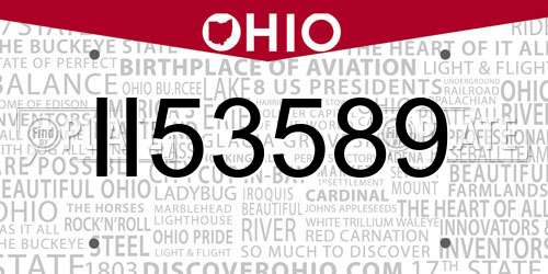 II53589 Ohio License Plate