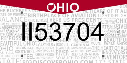 II53704 Ohio License Plate