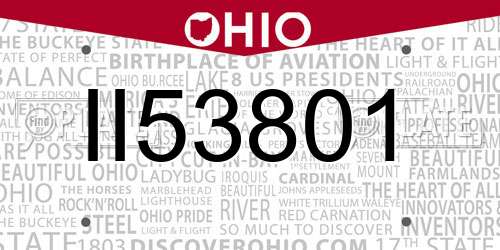 II53801 Ohio License Plate