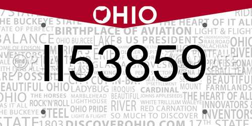 II53859 Ohio License Plate