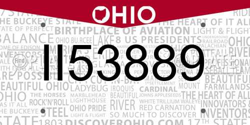 II53889 Ohio License Plate