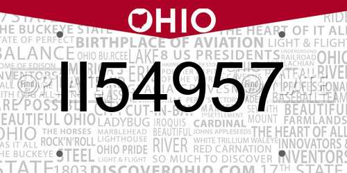 II54957 Ohio License Plate