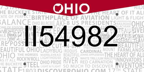 II54982 Ohio License Plate