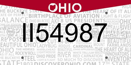 II54987 Ohio License Plate
