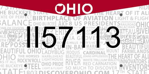 II57113 Ohio License Plate