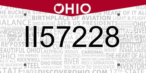 II57228 Ohio License Plate
