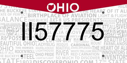 II57775 Ohio License Plate