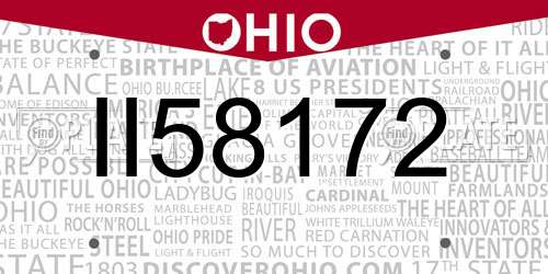 II58172 Ohio License Plate