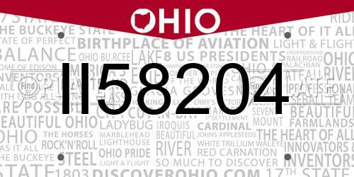 II58204 Ohio License Plate