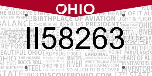 II58263 Ohio License Plate