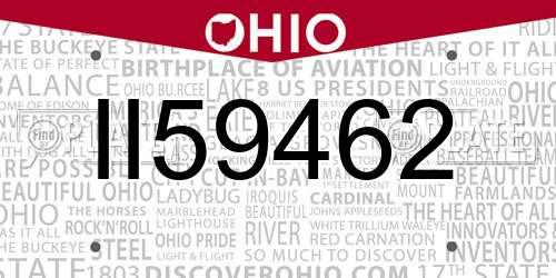 II59462 Ohio License Plate