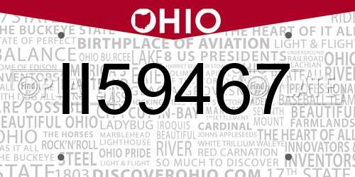 II59467 Ohio License Plate