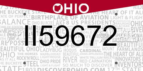 II59672 Ohio License Plate