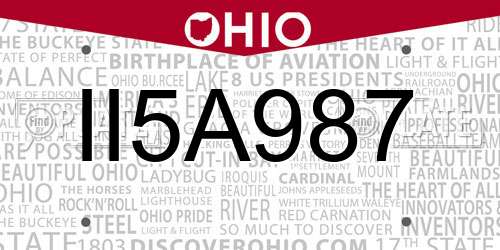 II5A987 Ohio License Plate