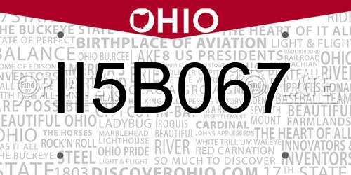 II5B067 Ohio License Plate