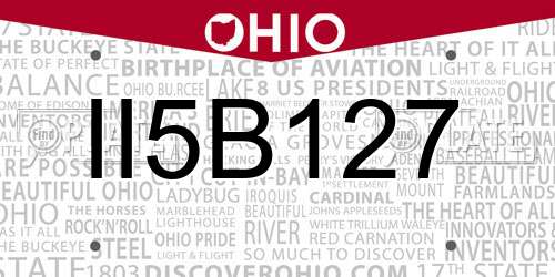 II5B127 Ohio License Plate