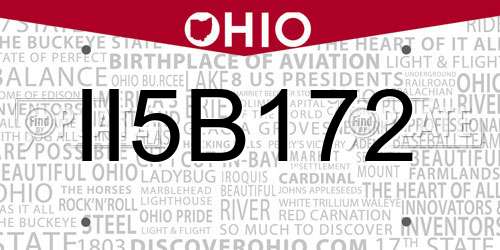 II5B172 Ohio License Plate