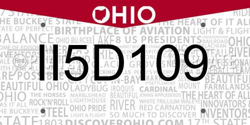 II5D109 Ohio License Plate