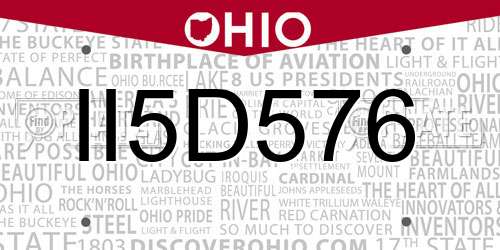 II5D576 Ohio License Plate