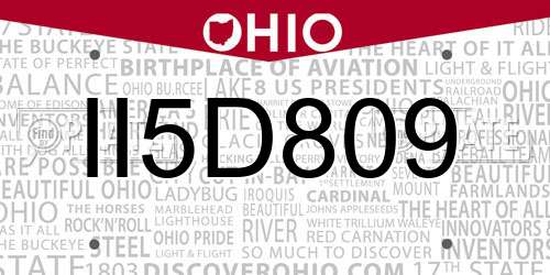 II5D809 Ohio License Plate