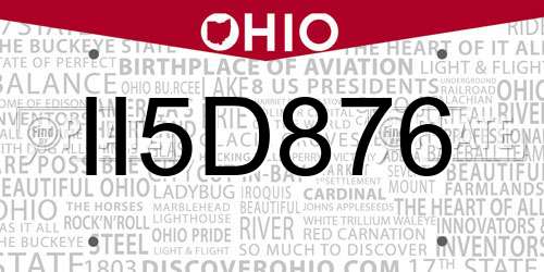 II5D876 Ohio License Plate