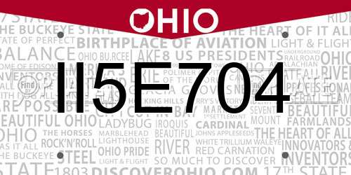 II5E704 Ohio License Plate