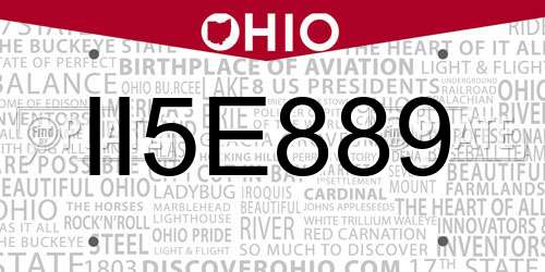 II5E889 Ohio License Plate